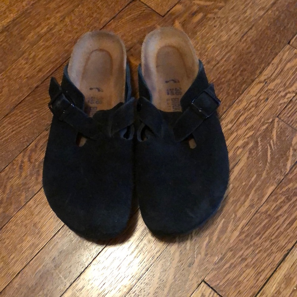 Black Suede Birkenstock clogs